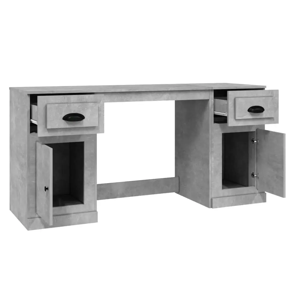 Desk with Cabinet Concrete Grey Engineered Wood 3185331