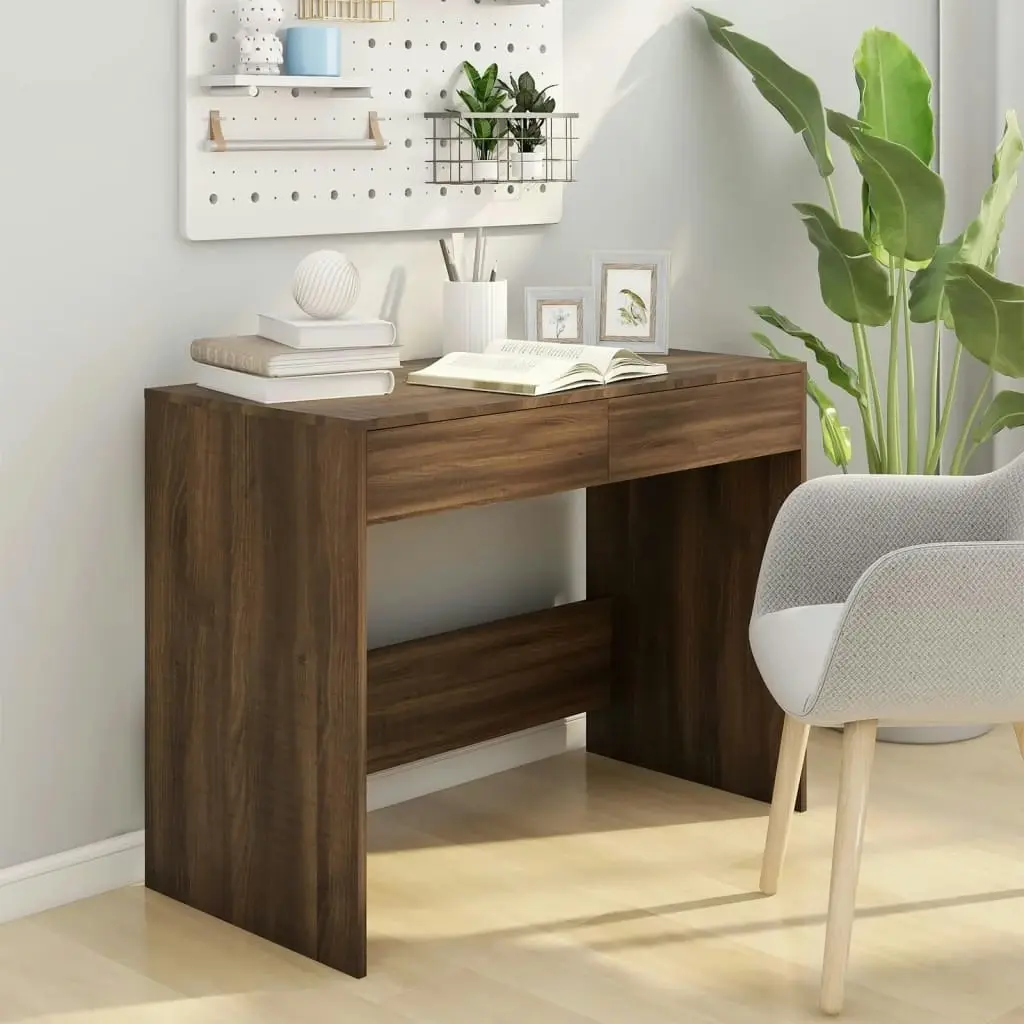 Desk Brown Oak 101x50x76.5 cm Engineered Wood 812998