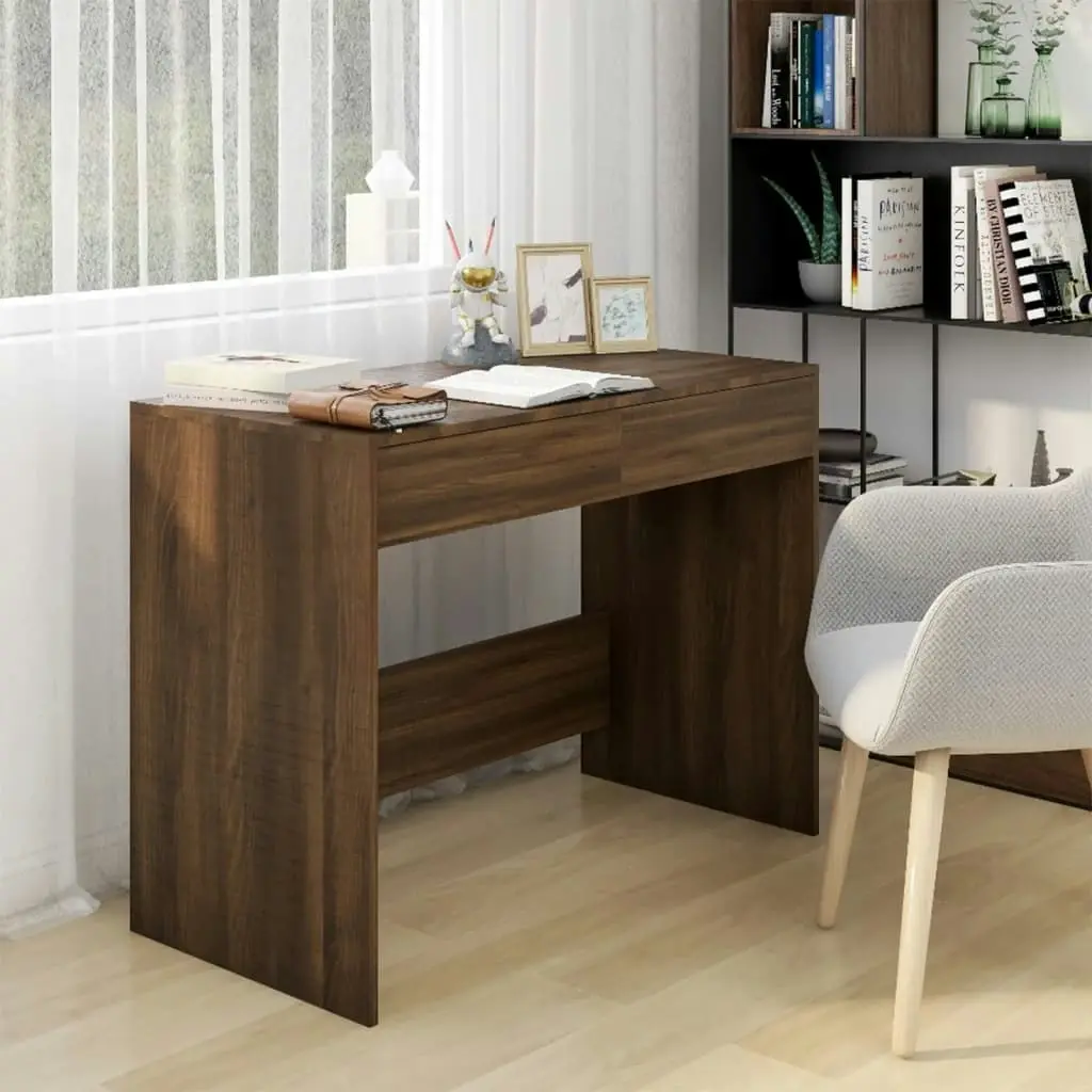 Desk Brown Oak 101x50x76.5 cm Engineered Wood 812998