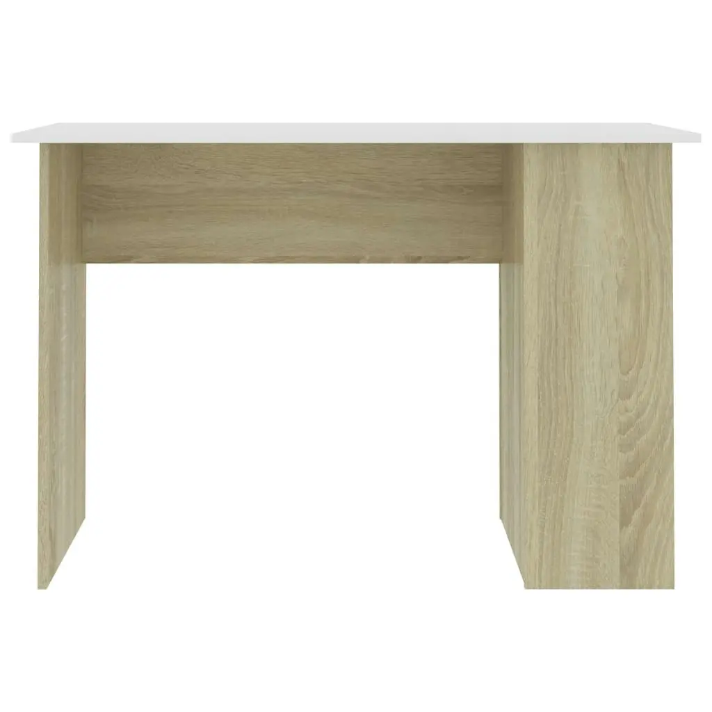 Desk White and Sonoma Oak 110x60x73 cm Engineered Wood 800581