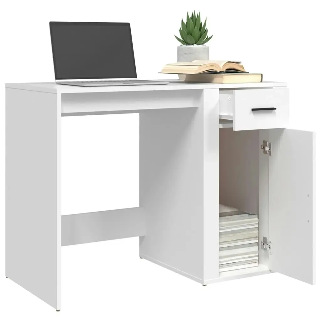 Desk White 100x49x75 cm Engineered Wood 816784