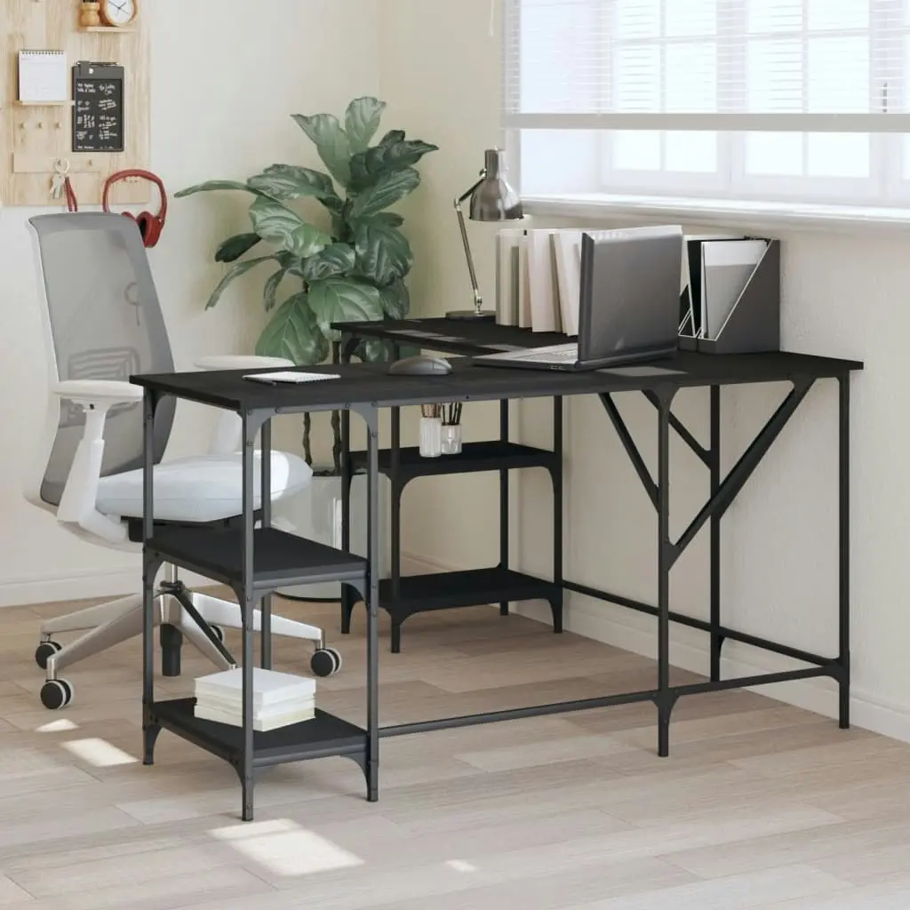 Desk Black 139x139x75 cm Engineered Wood 837592