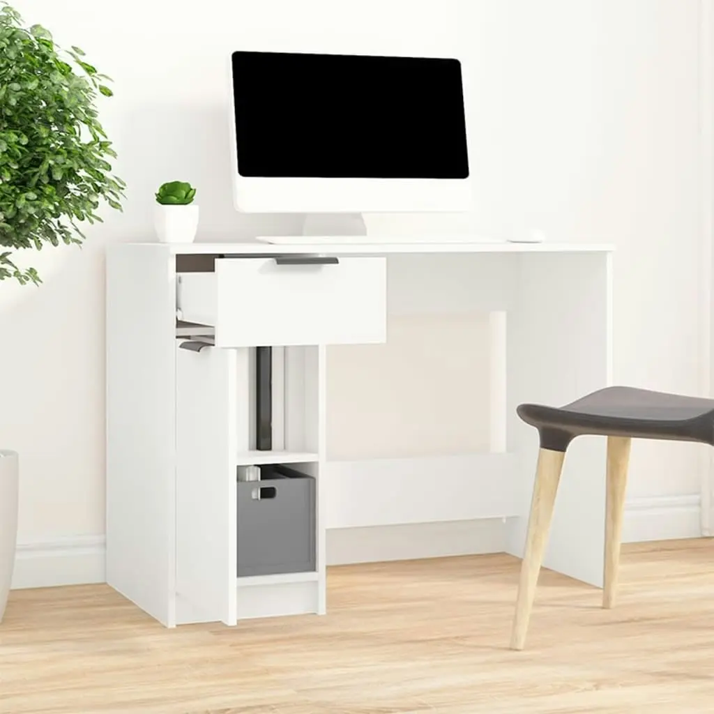 Desk White 100x50x75 cm Engineered Wood 811493