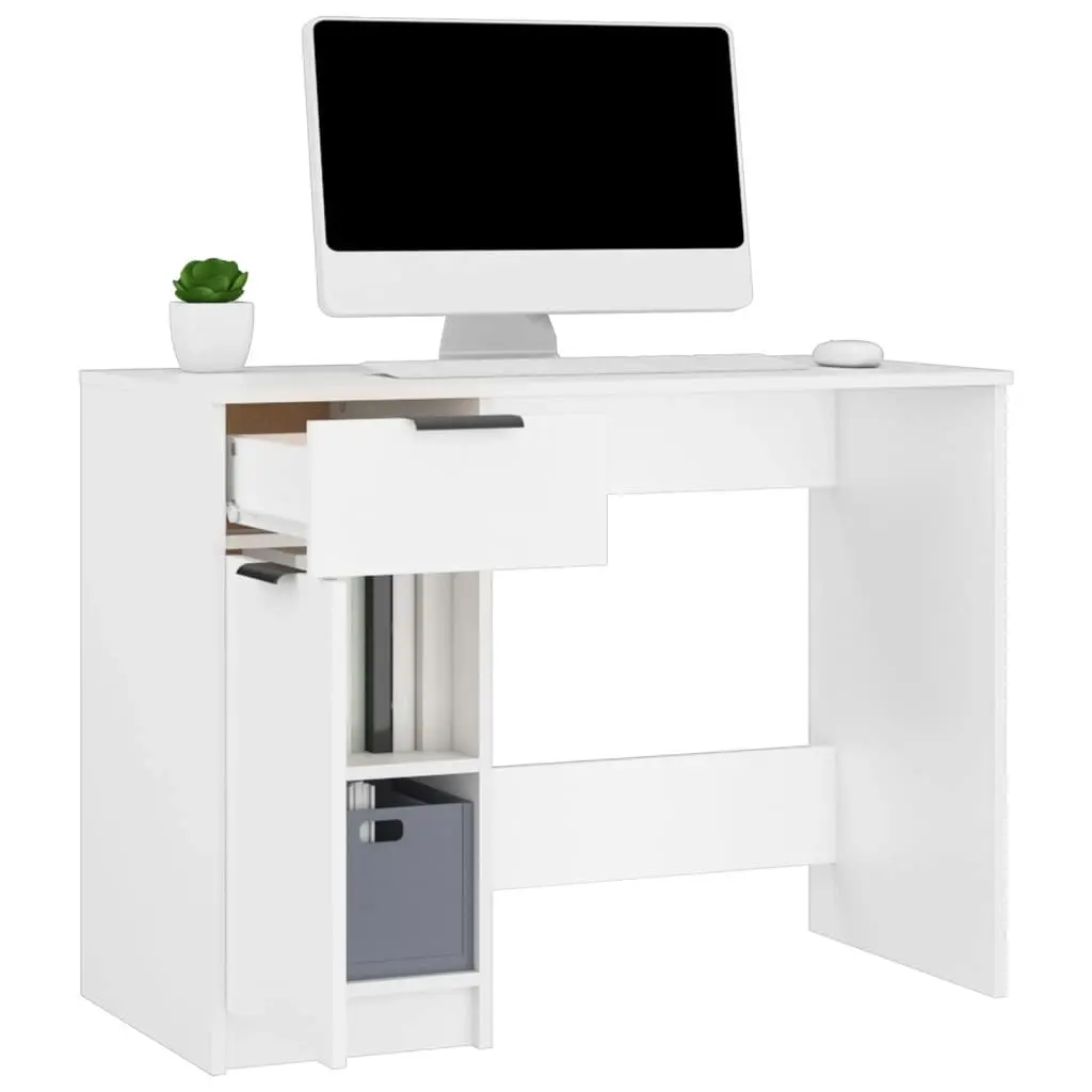 Desk White 100x50x75 cm Engineered Wood 811493