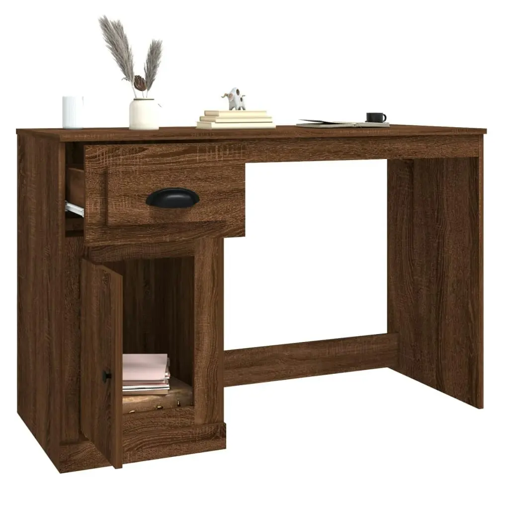 Desk with Drawer Brown Oak 115x50x75 cm Engineered Wood 816479