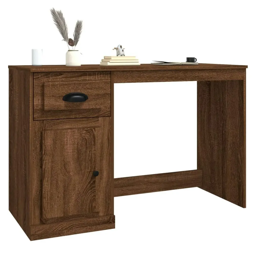 Desk with Drawer Brown Oak 115x50x75 cm Engineered Wood 816479