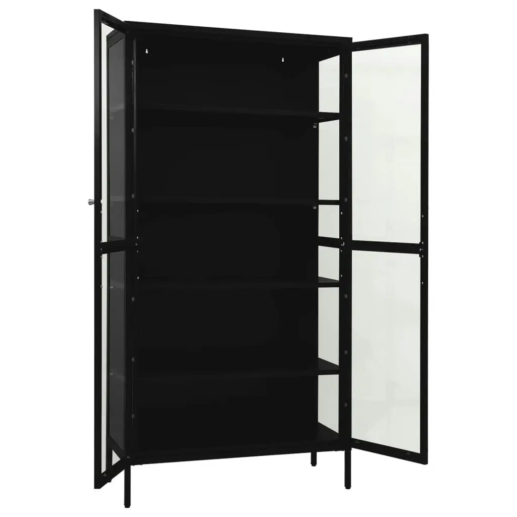 Display Cabinet Black 90x40x180 cm Steel and Tempered Glass 336079