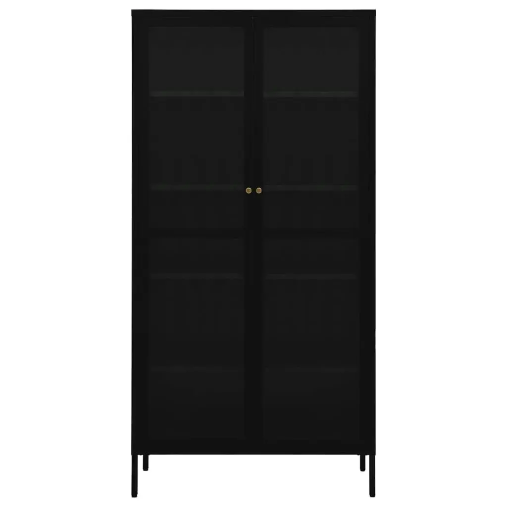 Display Cabinet Black 90x40x180 cm Steel and Tempered Glass 336079