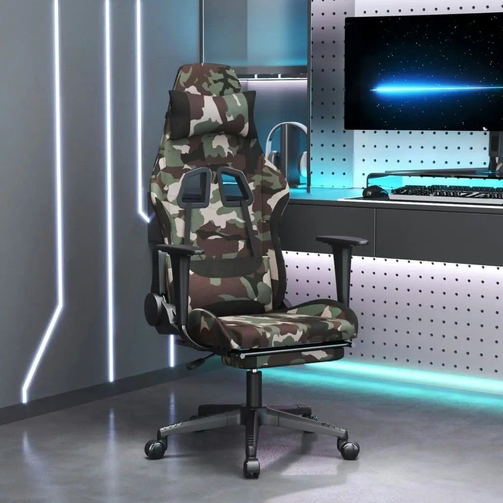 Gaming Chair with Footrest Camouflage and Black Fabric 3143752