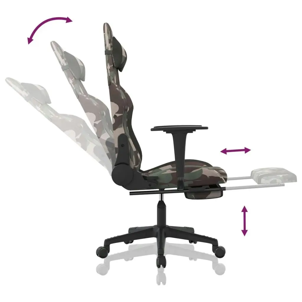 Gaming Chair with Footrest Camouflage and Black Fabric 3143752