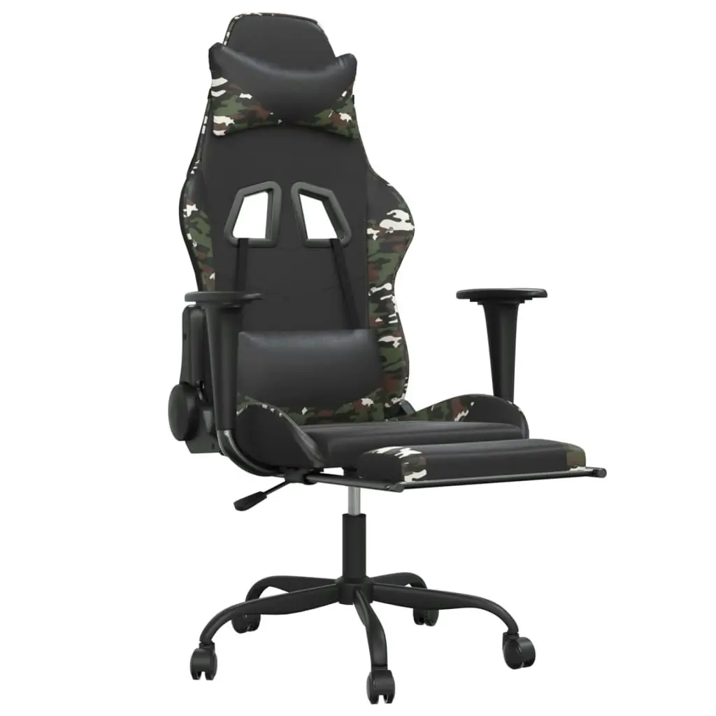 Gaming Chair with Footrest Black and Camouflage Faux Leather 3143664