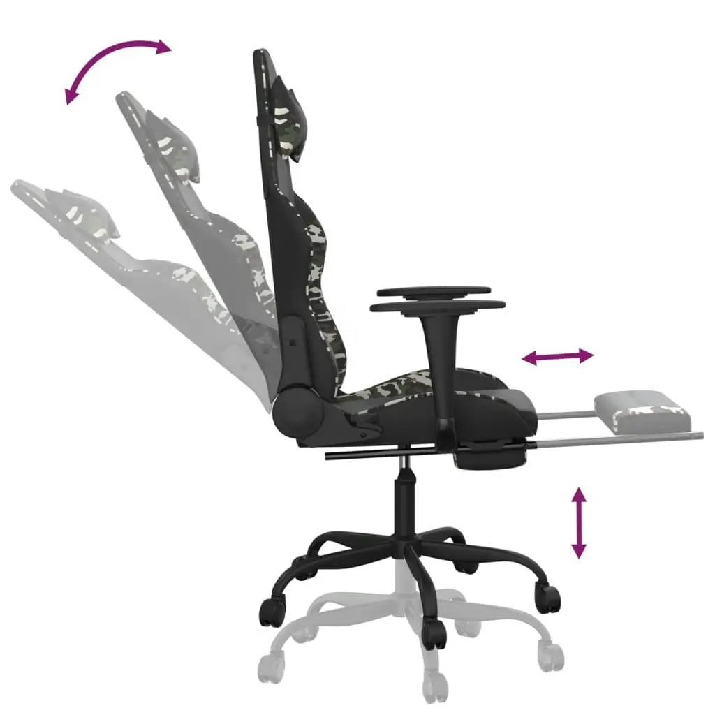 Gaming Chair with Footrest Black and Camouflage Faux Leather 3143664