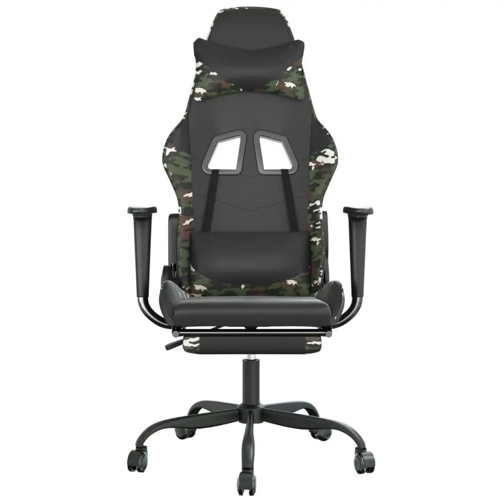 Gaming Chair with Footrest Black and Camouflage Faux Leather 3143664