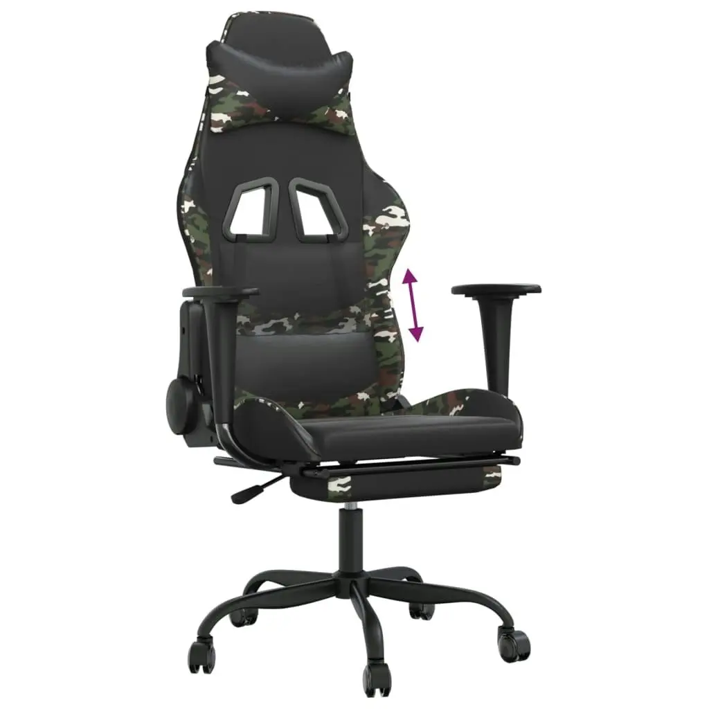 Gaming Chair with Footrest Black and Camouflage Faux Leather 3143664