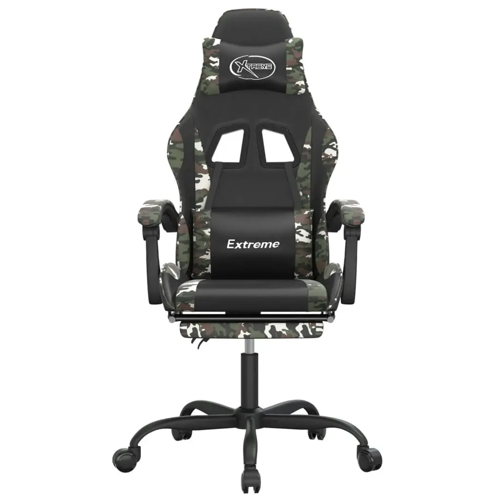 Gaming Chair with Footrest Black and Camouflage Faux Leather 3143889