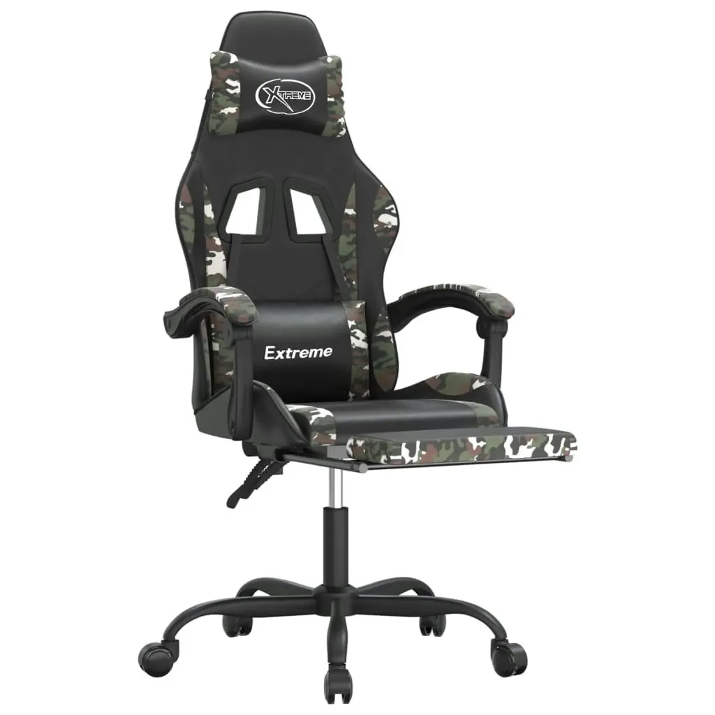 Gaming Chair with Footrest Black and Camouflage Faux Leather 3143889