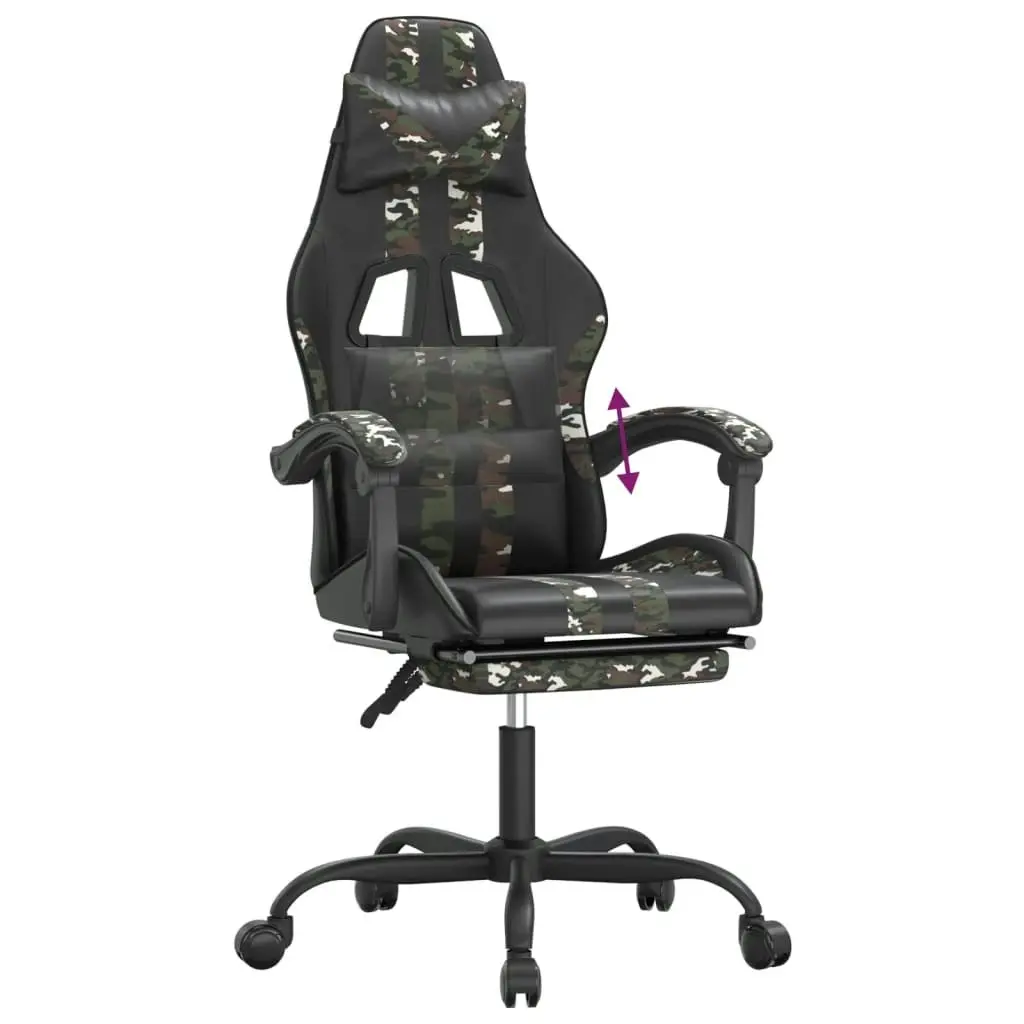 Gaming Chair with Footrest Black and Camouflage Faux Leather 3143841