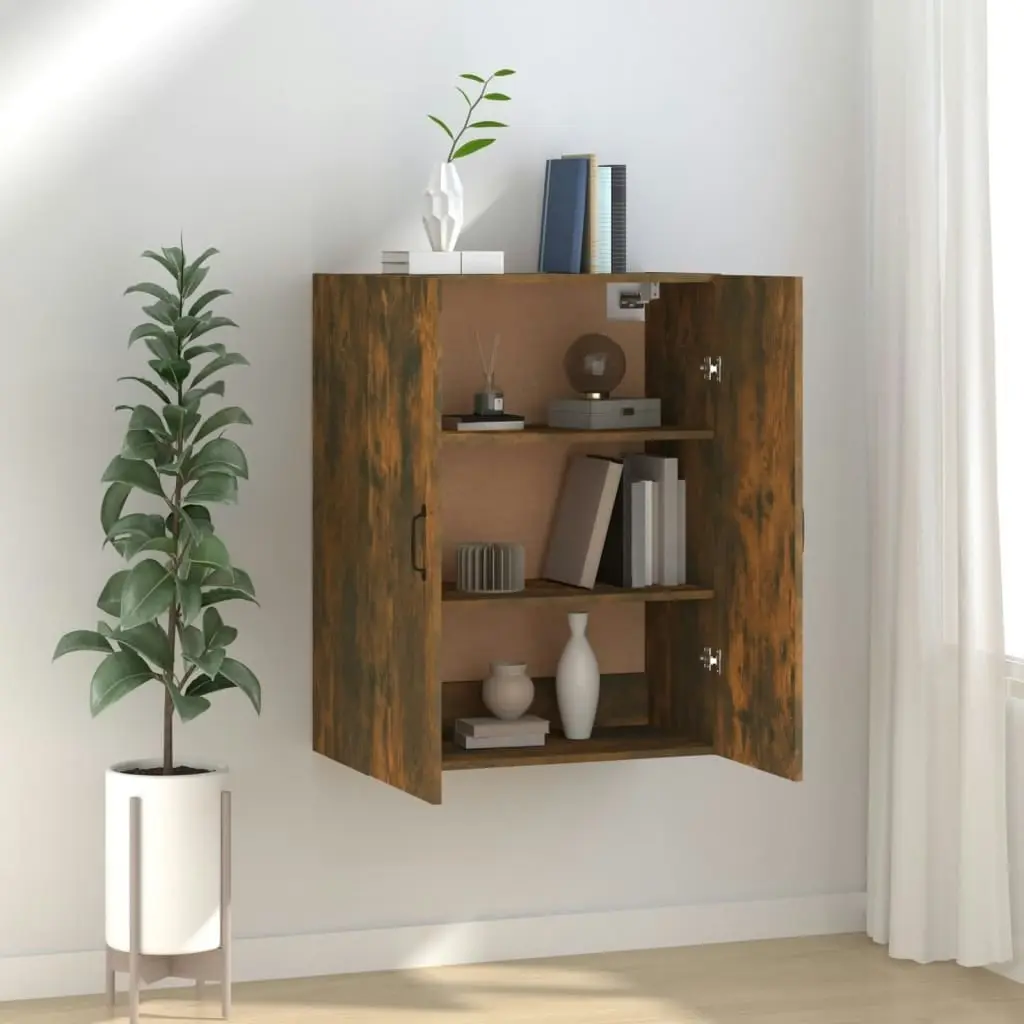 Hanging Cabinet Smoked Oak 69.5x34x90 cm Engineered Wood 817384