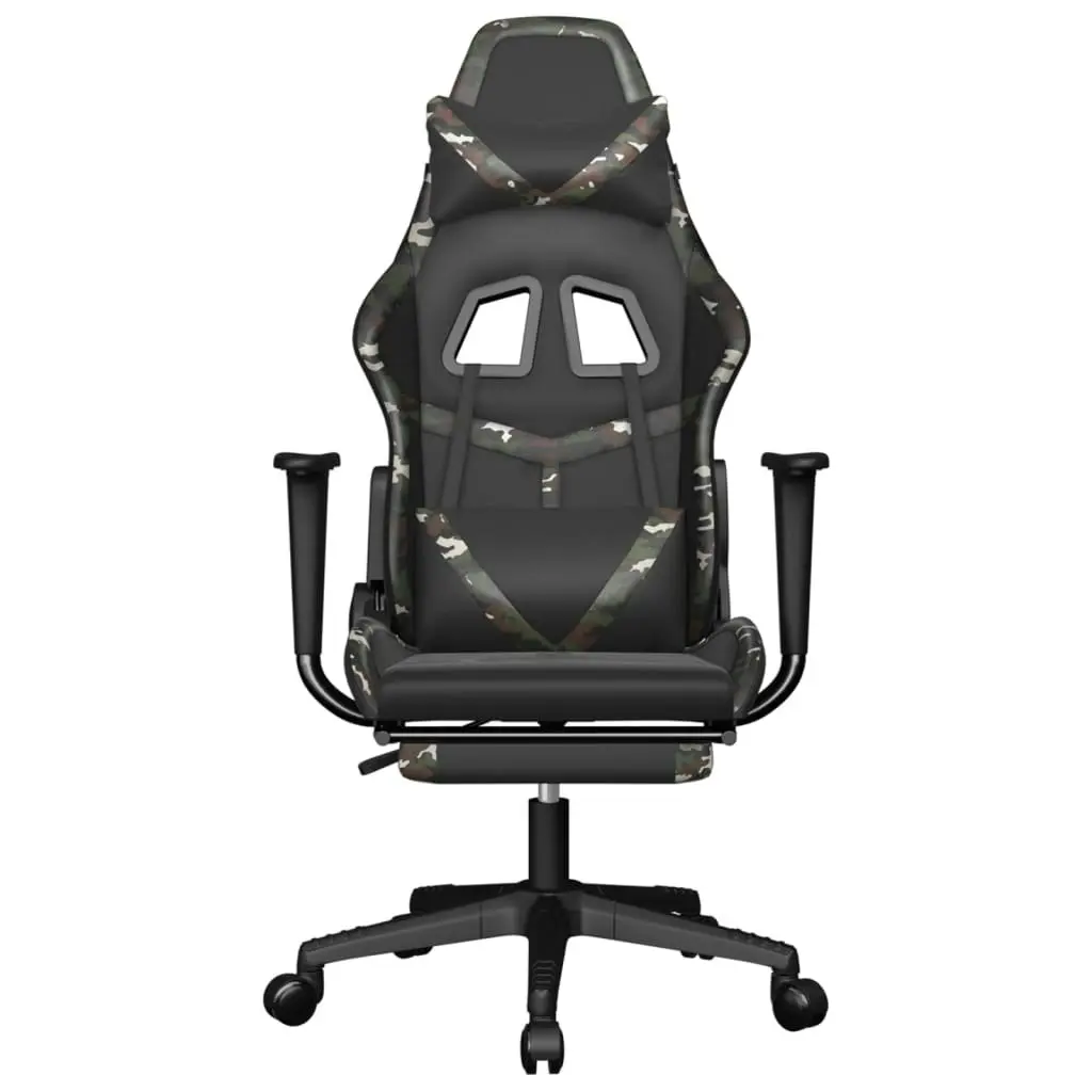 Massage Gaming Chair with Footrest Black&Camouflage Faux Leather 345444