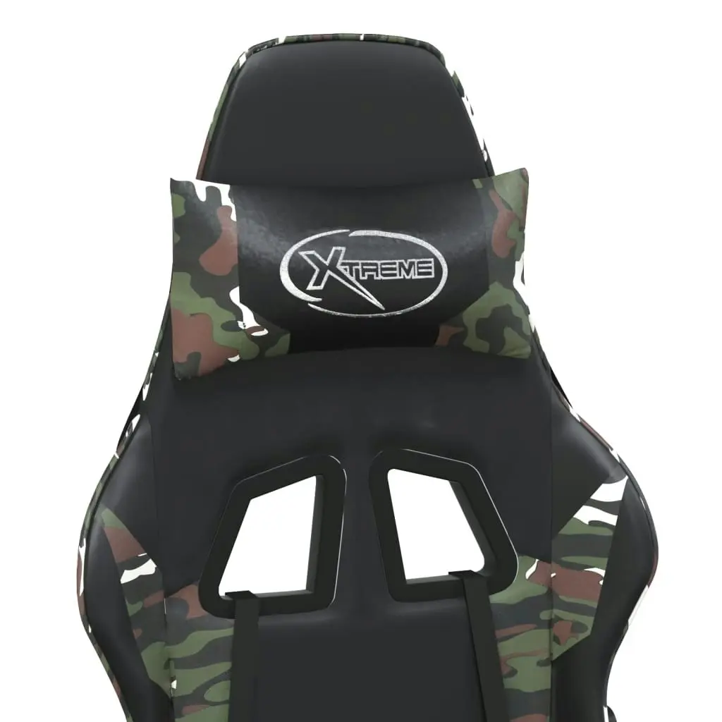 Massage Gaming Chair with Footrest Black&Camouflage Faux Leather 345468