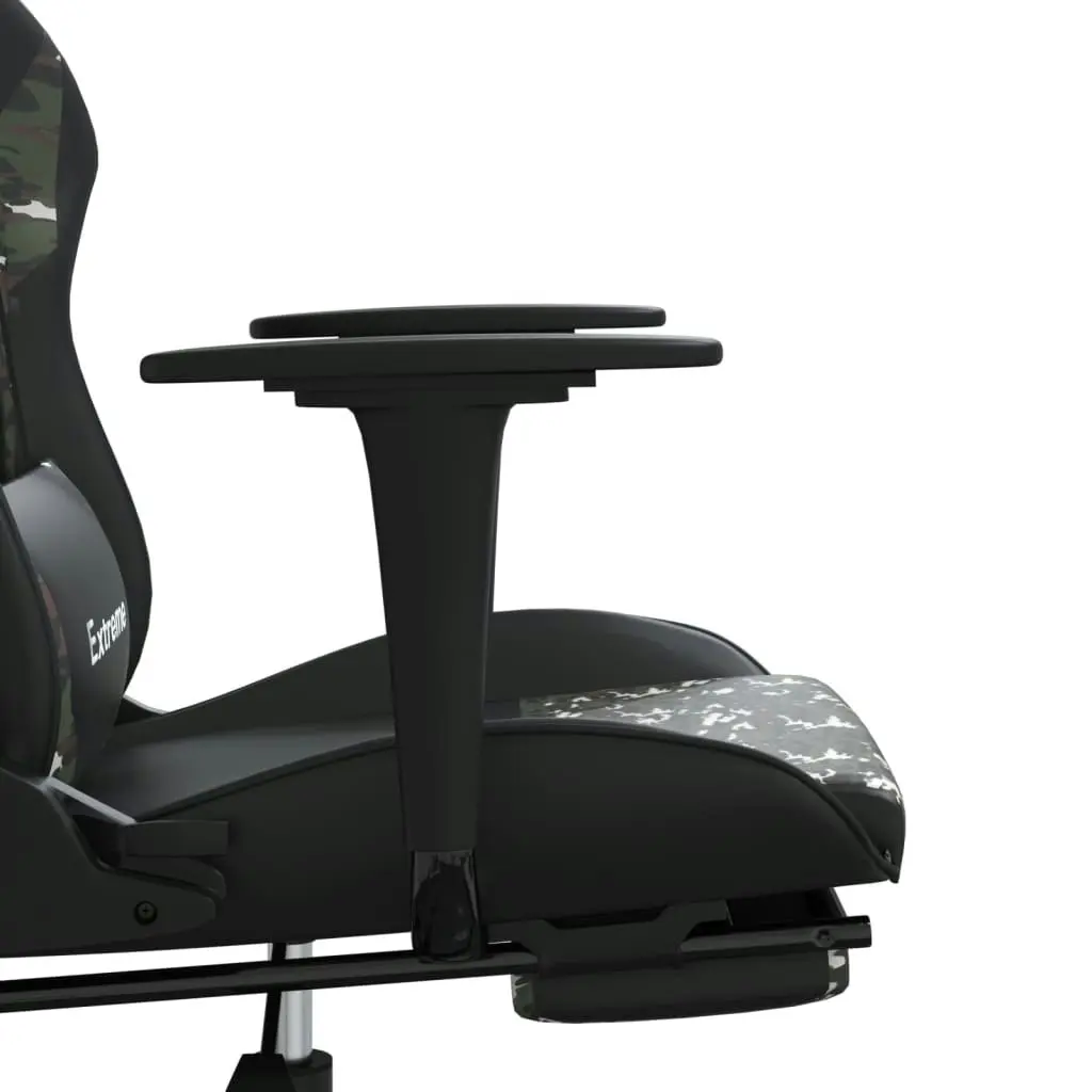 Massage Gaming Chair with Footrest Black&Camouflage Faux Leather 345468