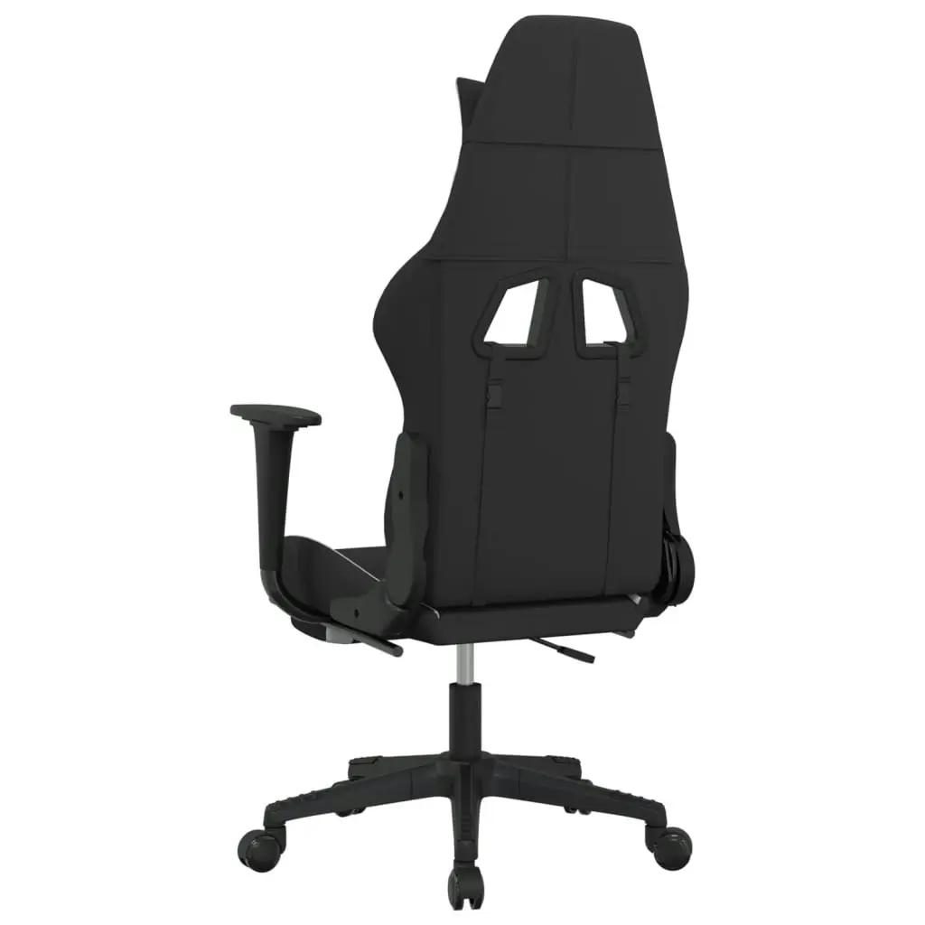 Massage Gaming Chair with Footrest Black and White Fabric 345508