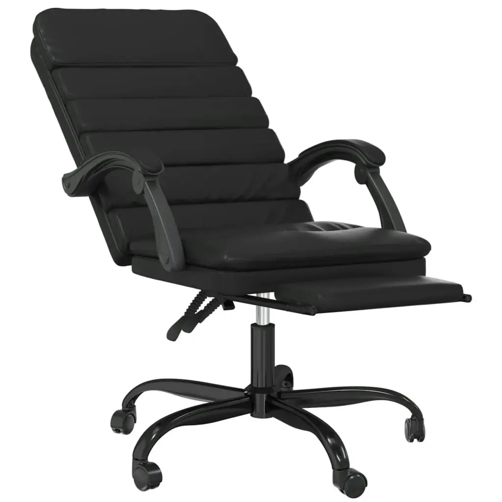 Massage Reclining Office Chair Black Faux Leather 349727