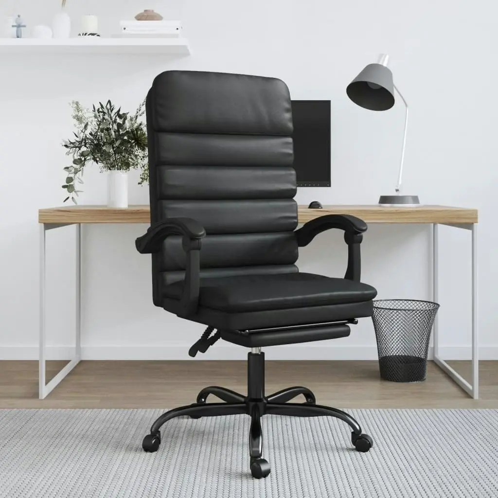 Massage Reclining Office Chair Black Faux Leather 349727