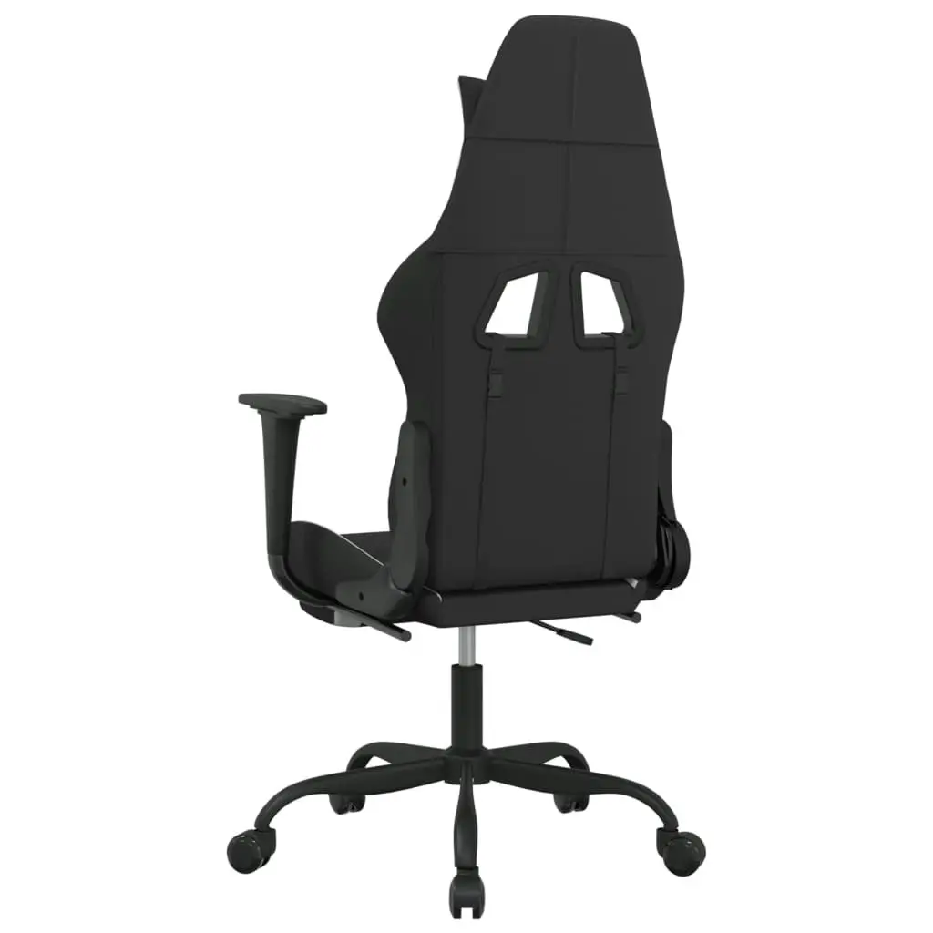 Massage Gaming Chair with Footrest Black and White Fabric 345488