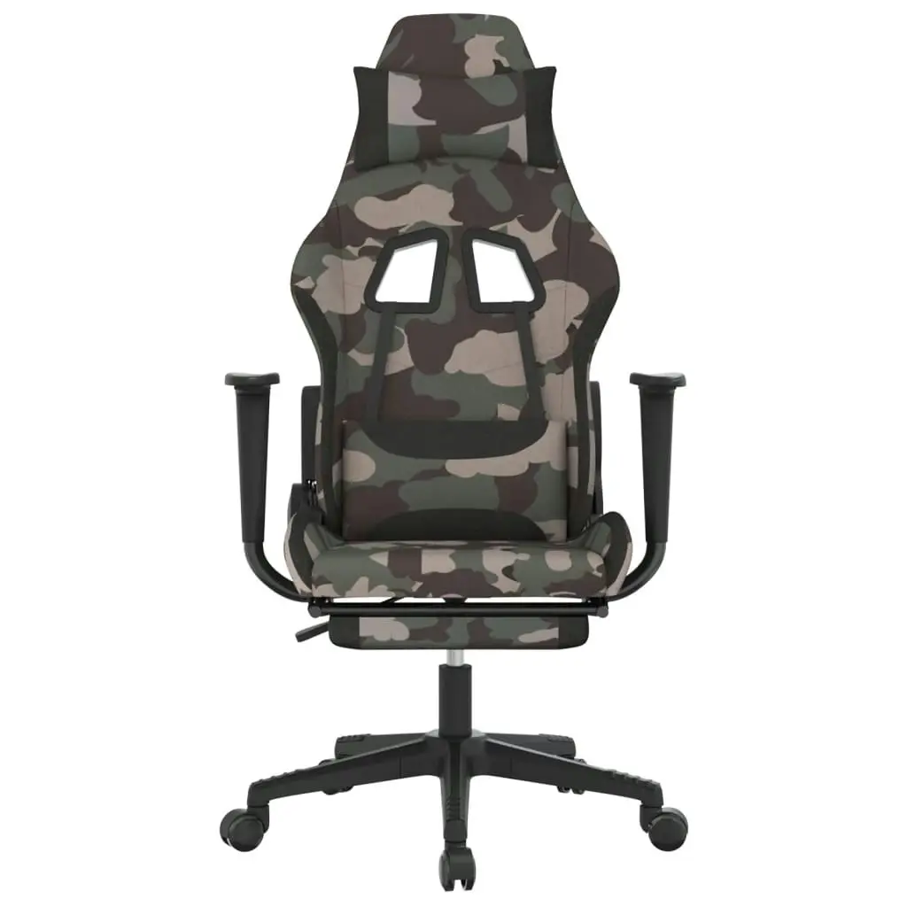 Massage Gaming Chair with Footrest Black and Camouflage Fabric 345510