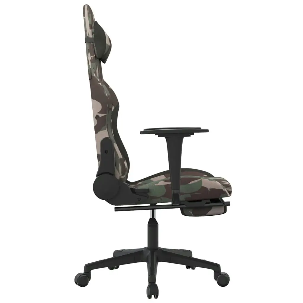 Massage Gaming Chair with Footrest Black and Camouflage Fabric 345510