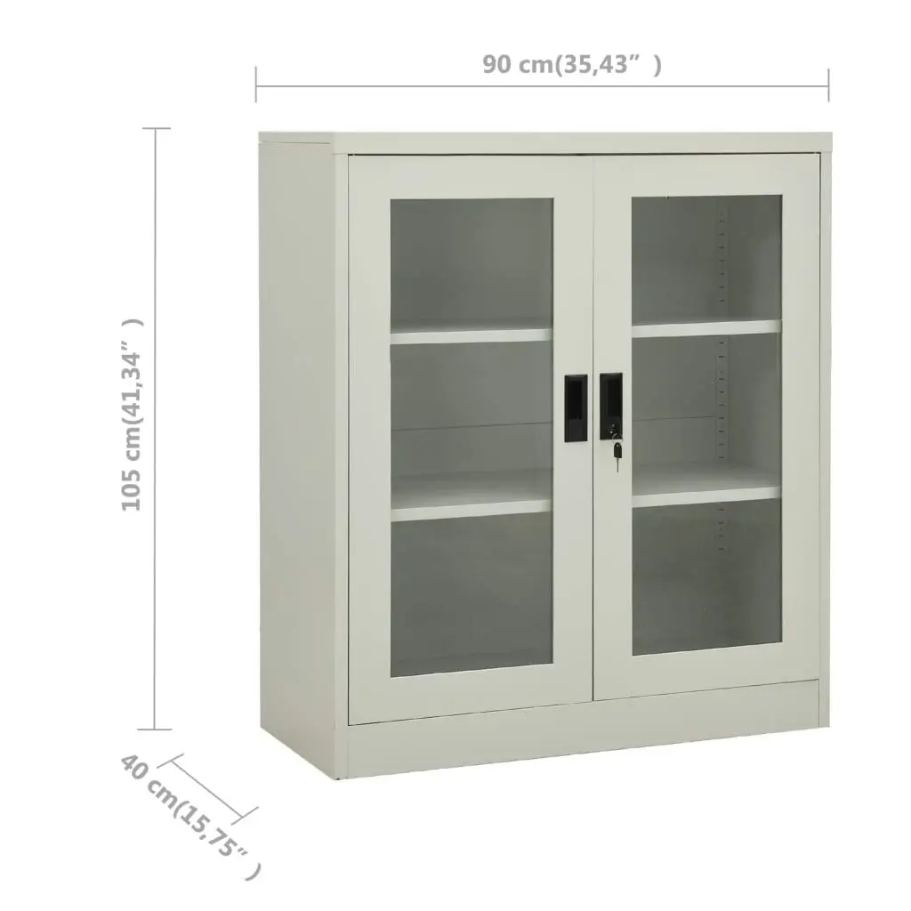 Office Cabinet Light Grey 90x40x105 cm Steel 335935