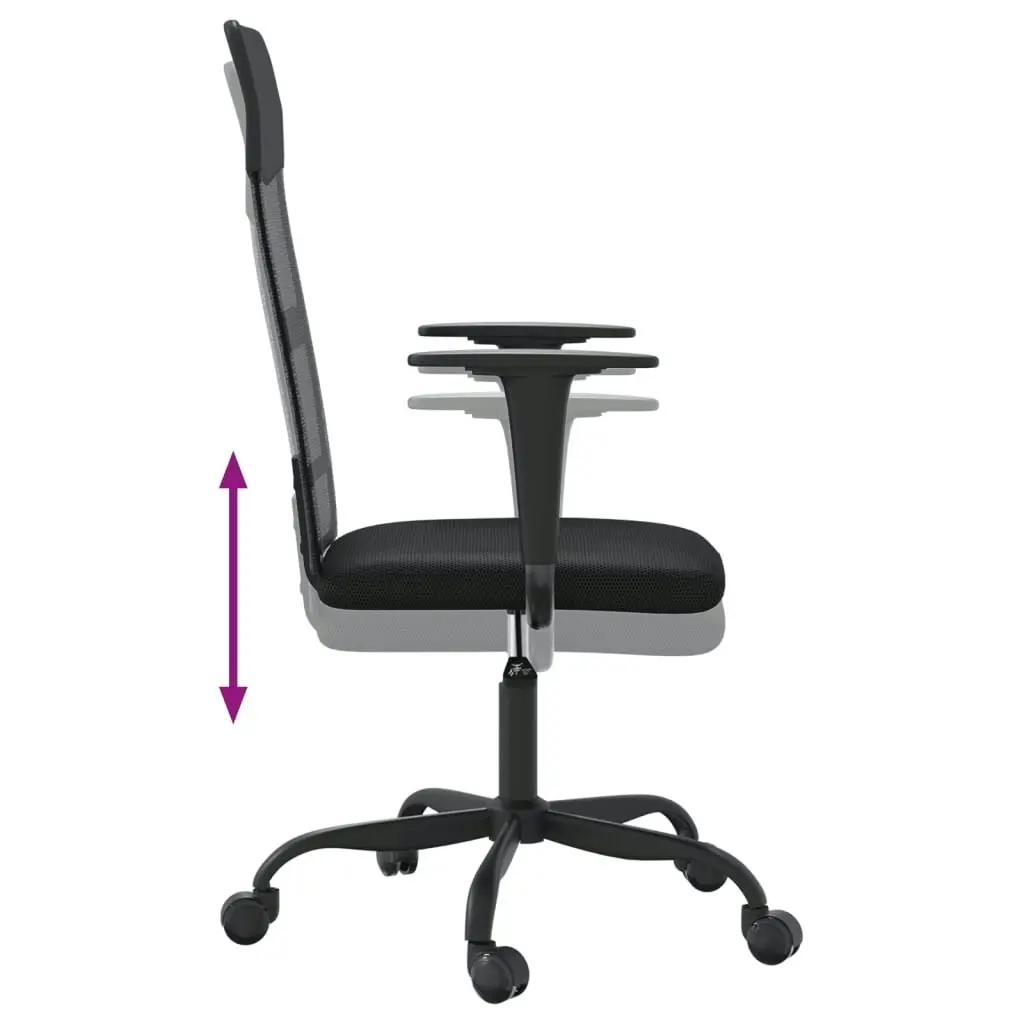 Office Chair Height Adjustable Black Mesh Fabric and Faux Leather 353013