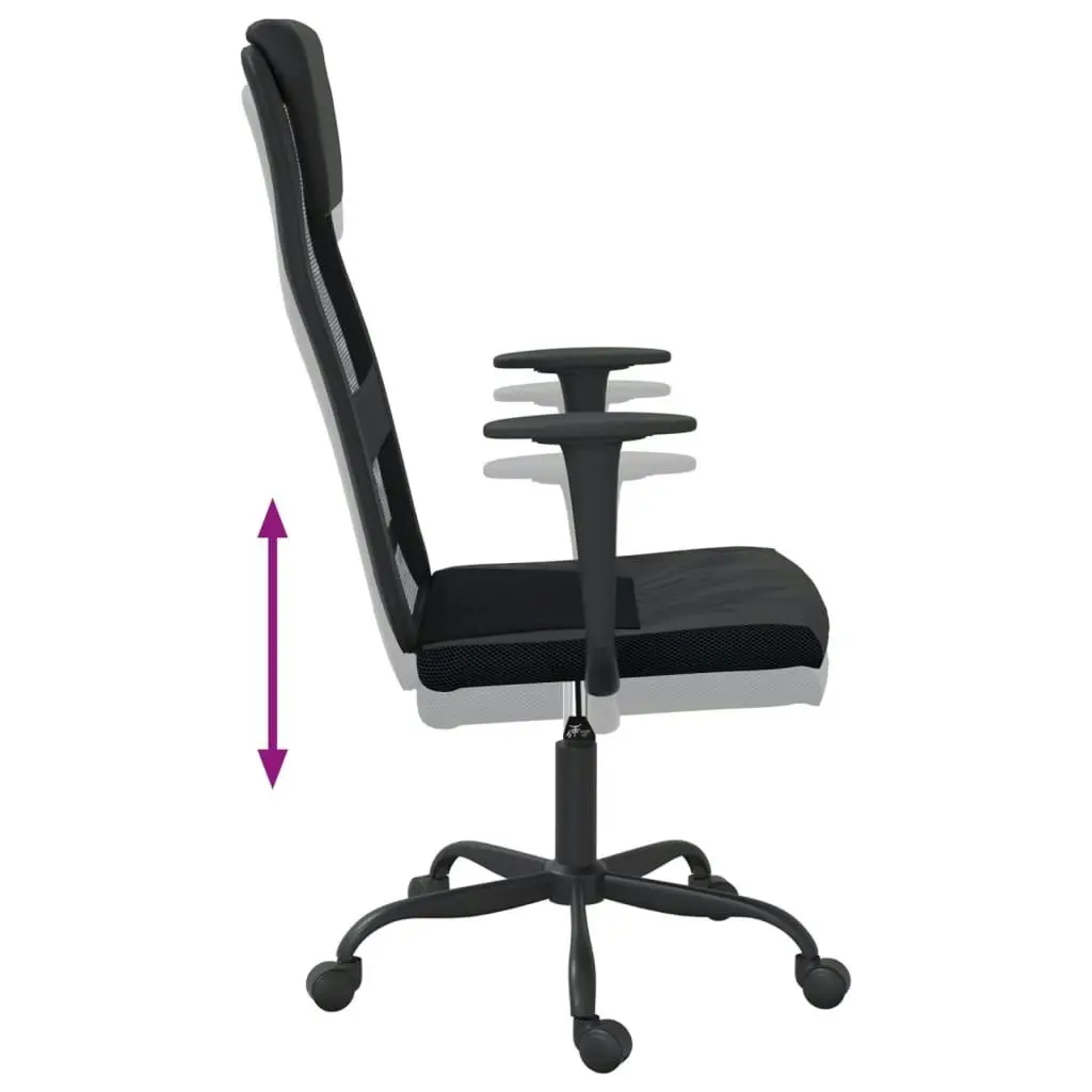 Office Chair Height Adjustable Black Mesh Fabric and Faux Leather 353019