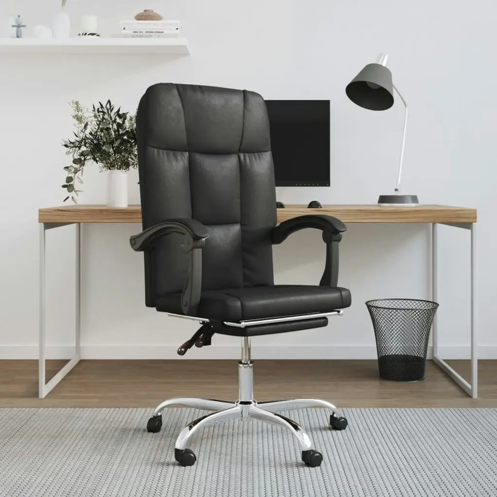 Reclining Office Chair Black Faux Leather 349639