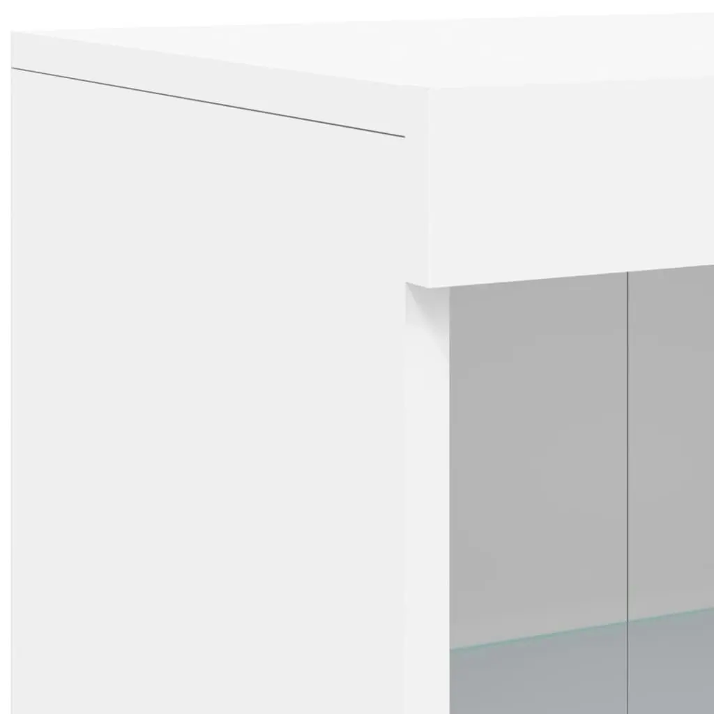 Side Cabinet with LED Lights White Engineered Wood 836623