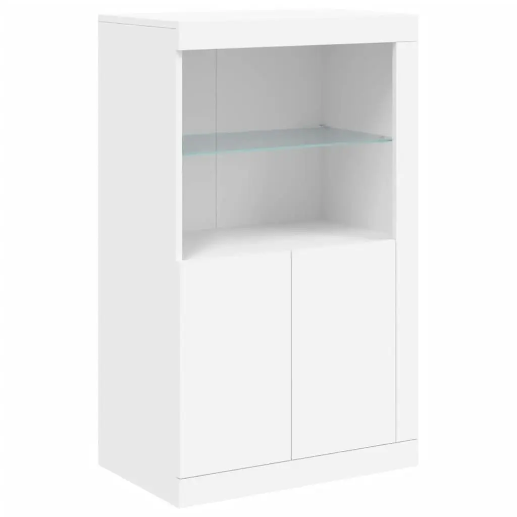 Side Cabinet with LED Lights White Engineered Wood 836623