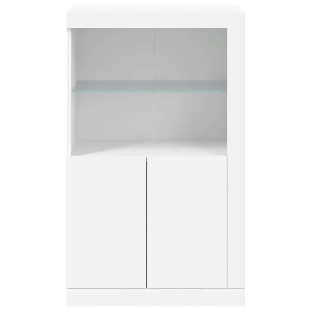 Side Cabinet with LED Lights White Engineered Wood 836623