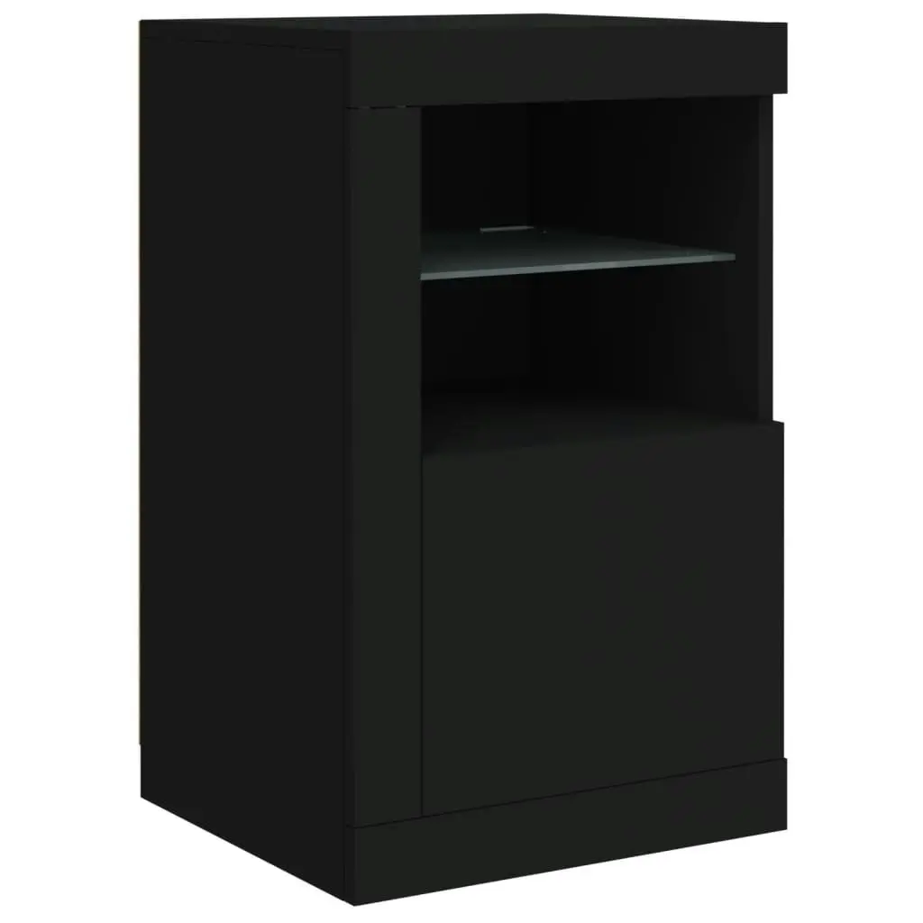 Side Cabinets with LED Lights 2 pcs Black Engineered Wood 836633