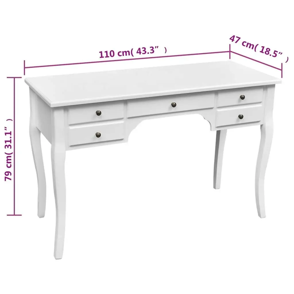 Wooden French Desk with Curved Legs and 5 Drawers 241734