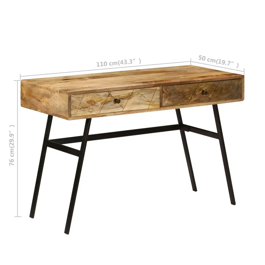 Writing Desk with Drawers Solid Mango Wood 110x50x76 cm 246718