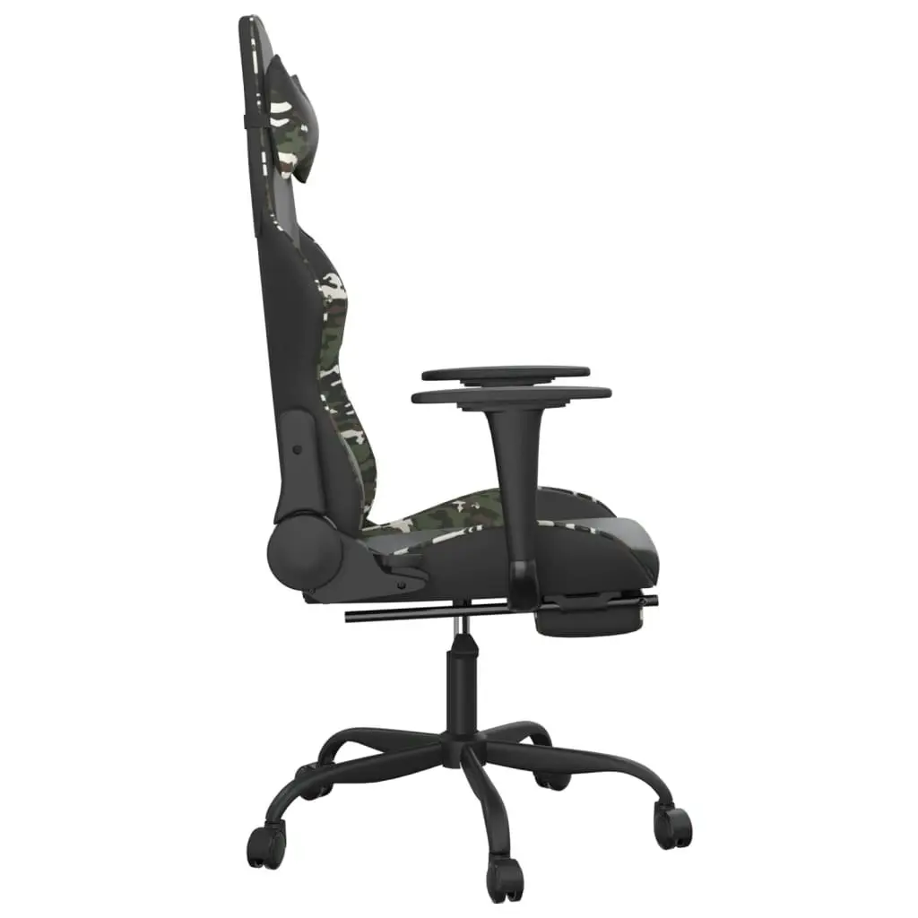 Massage Gaming Chair with Footrest Black&Camouflage Faux Leather 345422