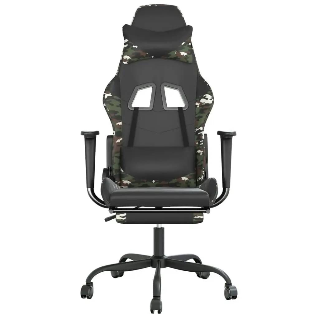 Massage Gaming Chair with Footrest Black&Camouflage Faux Leather 345422