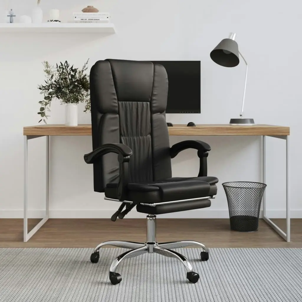 Reclining Office Chair Black Faux Leather 349619