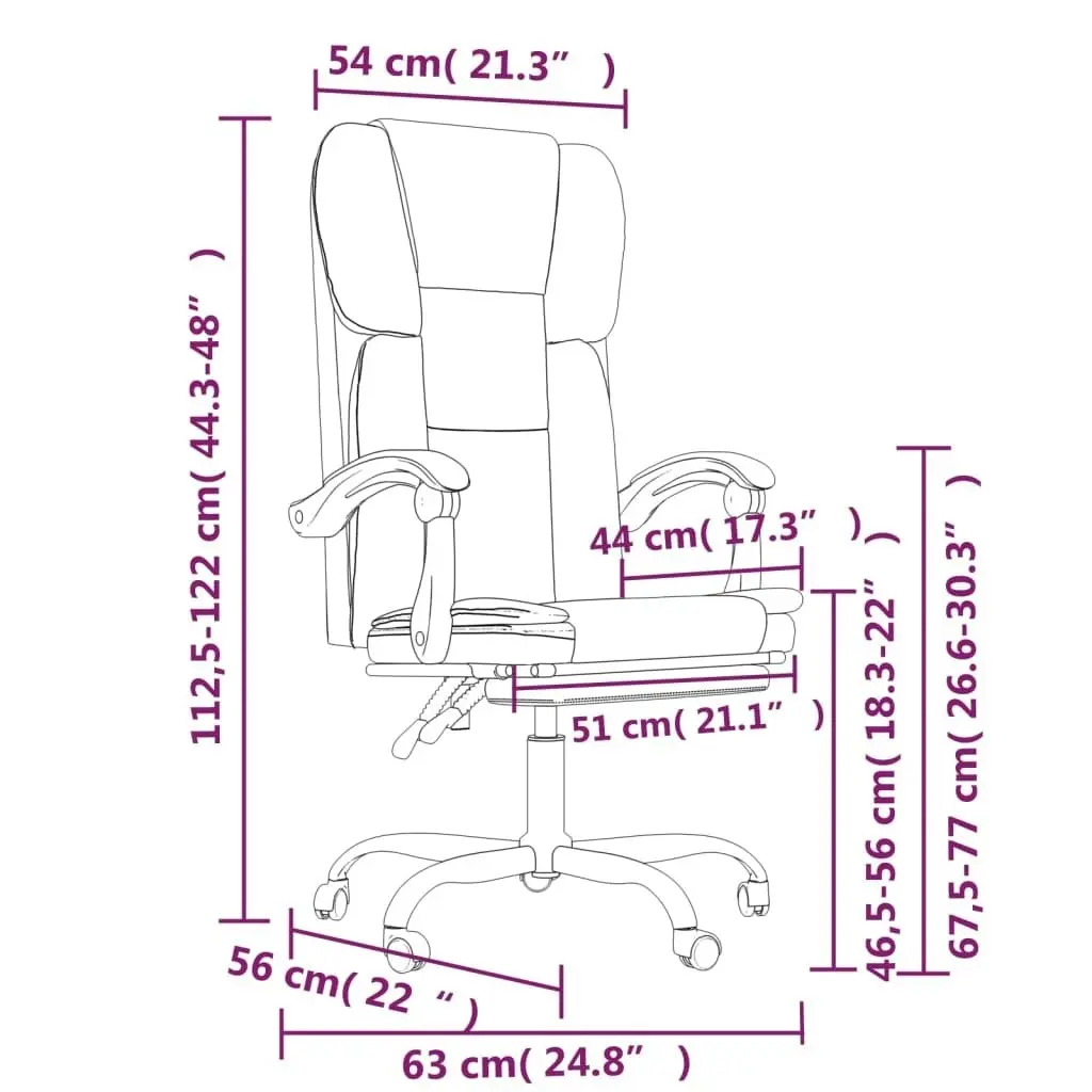 Reclining Office Chair Black Faux Leather 349619