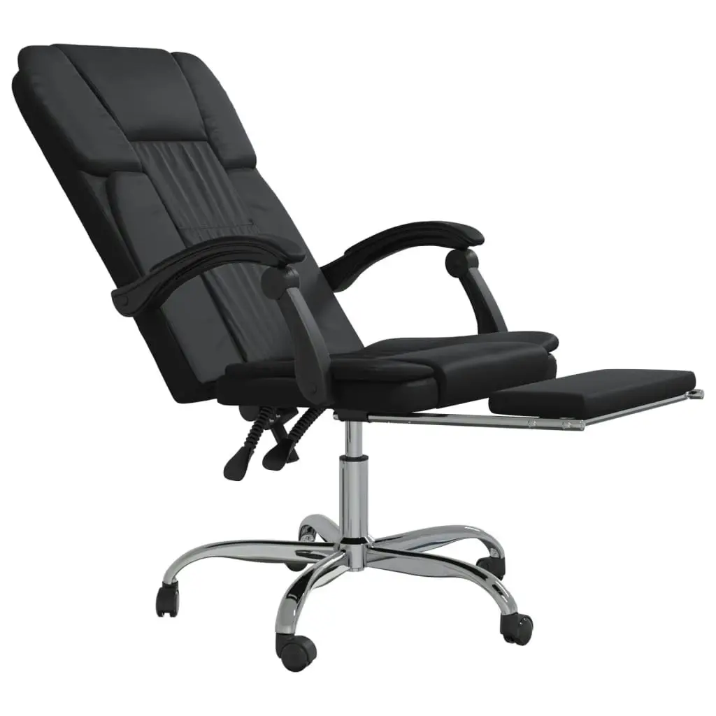 Reclining Office Chair Black Faux Leather 349619