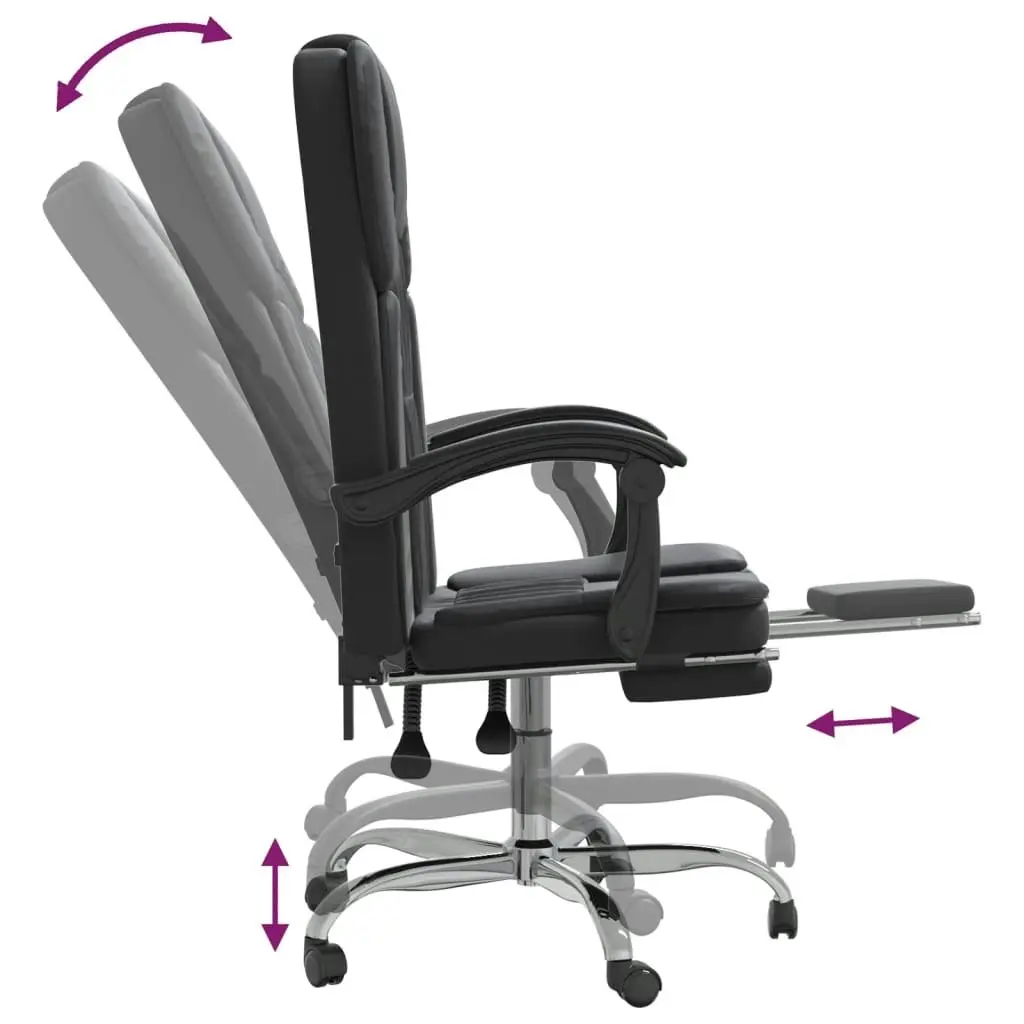 Reclining Office Chair Black Faux Leather 349619