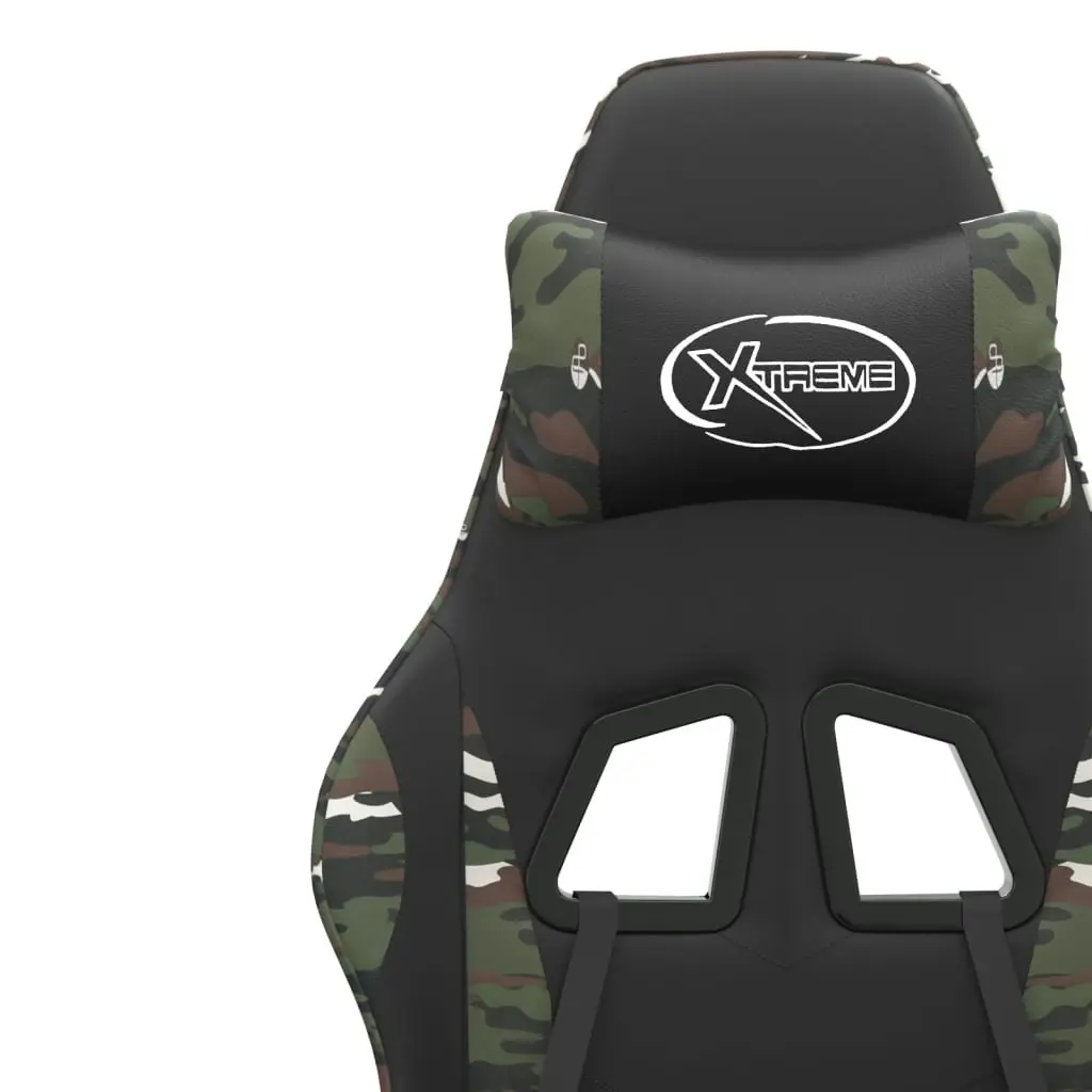 Swivel Gaming Chair with Footrest Black&Camouflage Faux Leather 349590