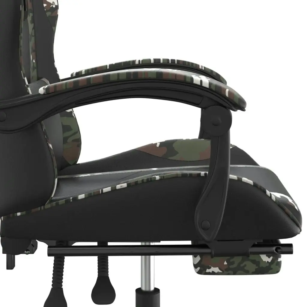 Swivel Gaming Chair with Footrest Black&Camouflage Faux Leather 349590