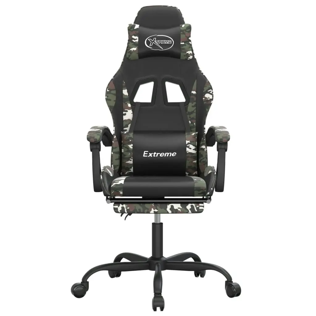 Swivel Gaming Chair with Footrest Black&Camouflage Faux Leather 349590